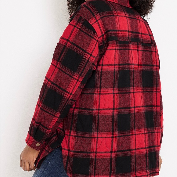 NWOT Maurice’s Plus Size Buffalo Plaid Quilted Snap Button Puffer Coat Size 3X - Picture 2 of 2